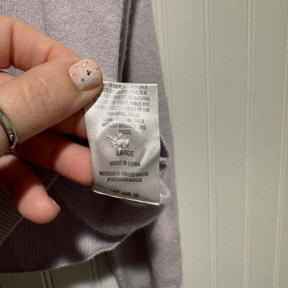 Scanlan Theodore Cashmere Cardigan Lilac Gray Size Large - Picture 6 of 7